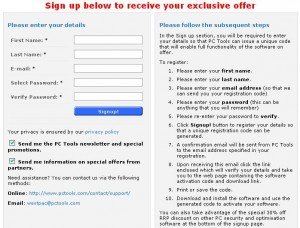 pctools internet security form 300x228 Download PC Tools Internet Security 2009 license key for free