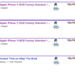 iPhone 5 appears on ebay.in listings starting at Rs 76,000+