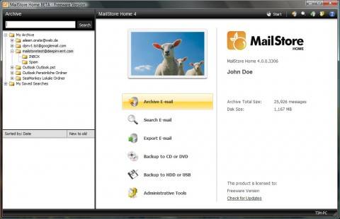 Backup all email messages of Outlook, Windows Mail, Thunderbird, POP/IMAP (Gmail, Yahoo)