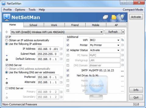 NetSetMan: Quickly Switch between pre-configured network settings