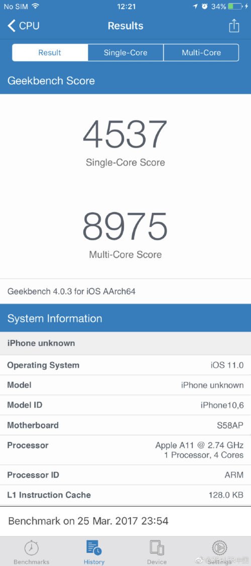 Alleged iPhone 8 / iPhone 10 Geekbench listing leaks 1