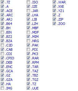 file types IZArc : Zip, unzip and password protect your files with AES encryption 1