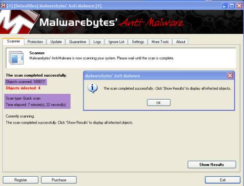 Malwarebytes quick scan