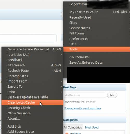 lastpass local cache