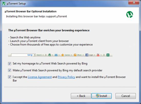 utorrent browser bar