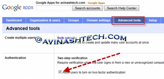 2 step google apps Authentication