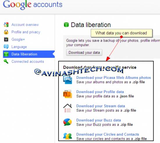 Google+ data download