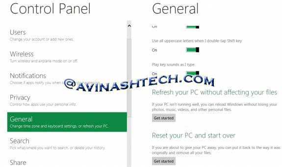 Refresh Reset Windows 8