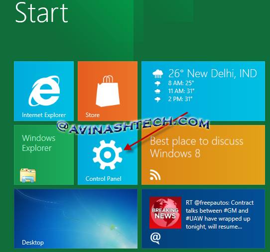 Windows 8 control panel