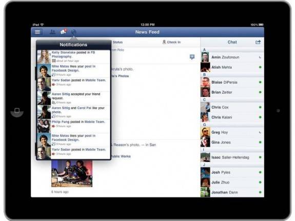 Facebook ipad notifications