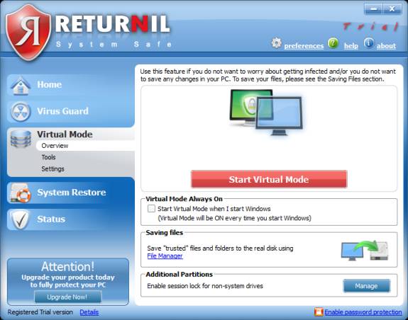 Returnil Virtual Mode