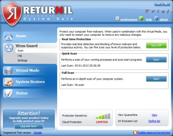 Returnil virus Scan