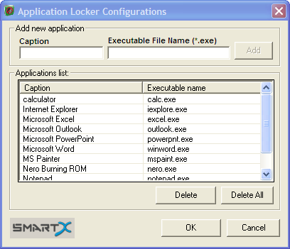 Applications configure lock