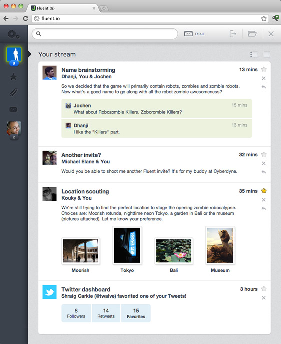 Fluent – Gmail Facebook stream