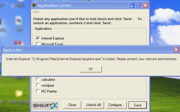 Lock internet explorer