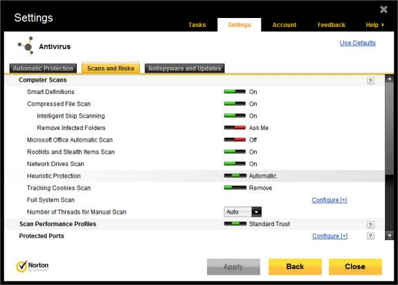 Sacn and risk settings