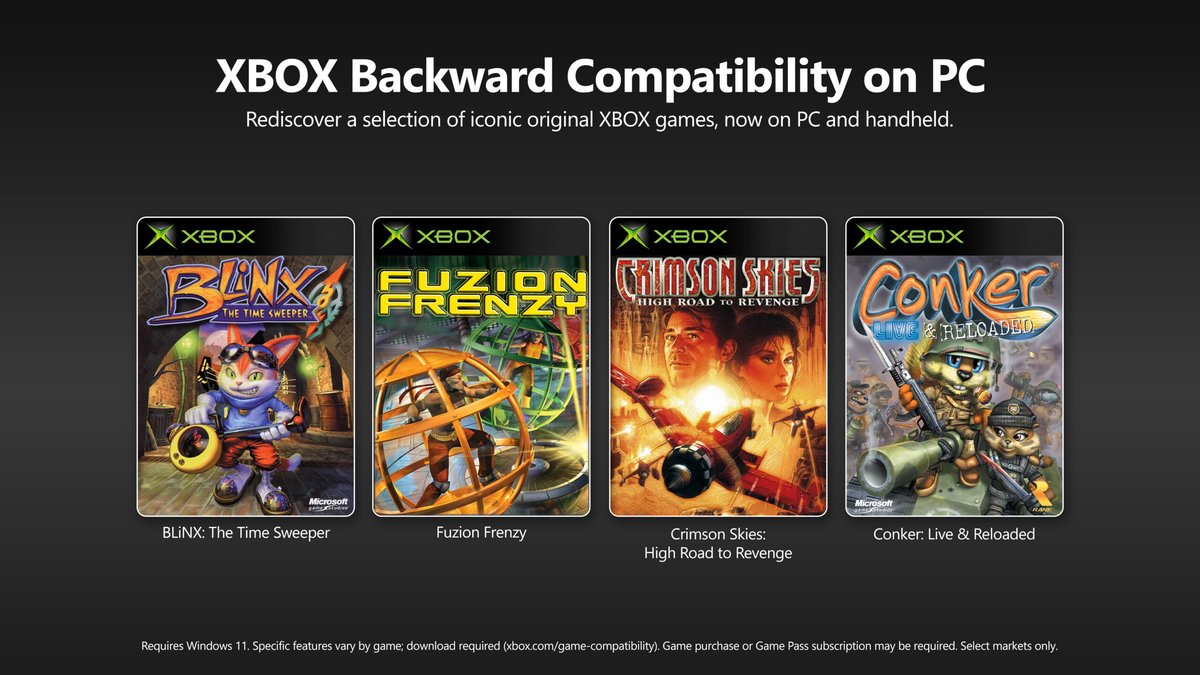Xbox Backward Compatibility on PC key art showing classic Xbox games running on a PC and handheld