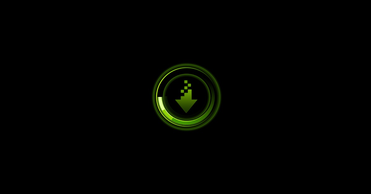 Nvidia GeForce driver download icon on a black background, marking the end of Windows 10 driver support